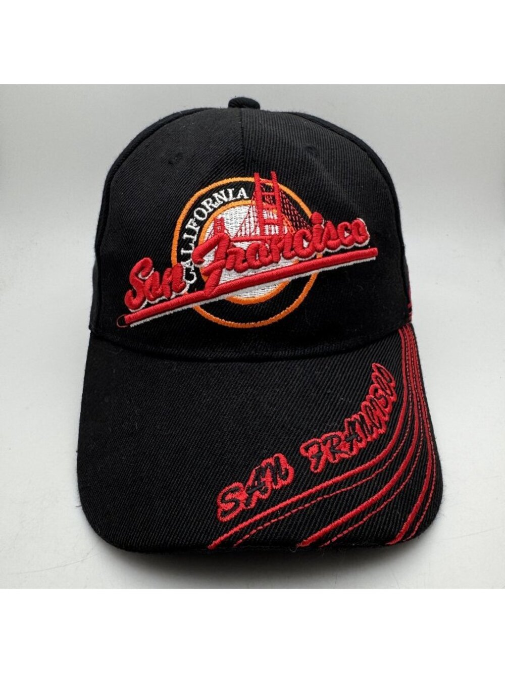 San Francisco California Hat Cap Black Red Embroidered Adjustable Souvenir+
